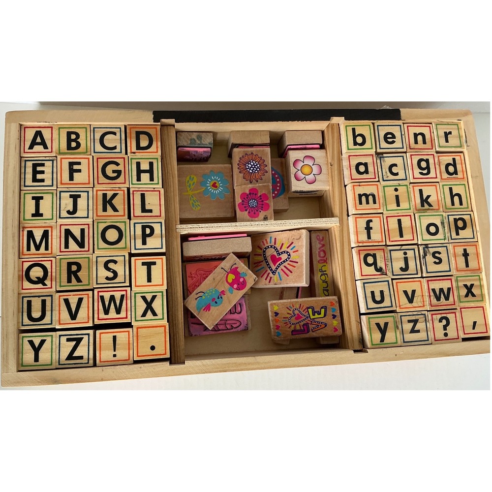 Melissa & Doug Wooden Stamp Set Alphabet 56 Piece Craft Educational‎ Arts Kids